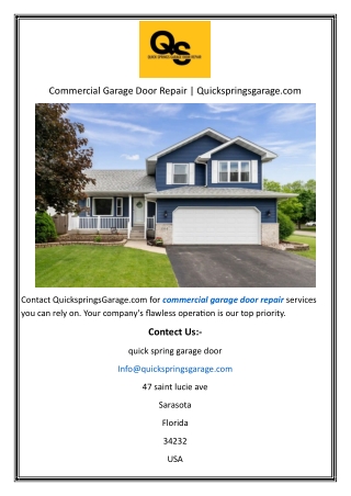 Commercial Garage Door Repair  Quickspringsgarage