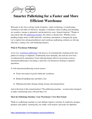 Smarter Palletizing for a Faster and More Efficient Warehouse