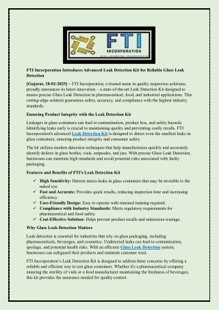 fti incorporation introduces advanced leak