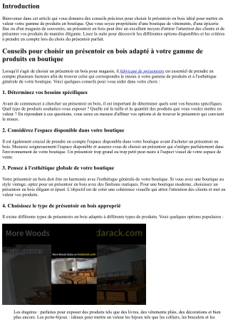 Conseils pour choisir un présentoir en bois adapté à votre gamme de produits en