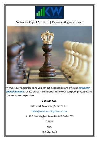 Contractor Payroll Solutions  Kwaccountingservice