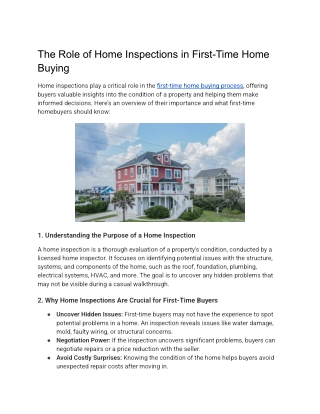 The Role of Home Inspections in First-Time Home Buying