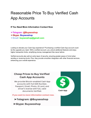 Reasonable Price To Buy Verified Cash App Accounts