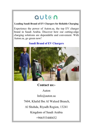 Leading Saudi Brand of EV Chargers for Reliable Charging