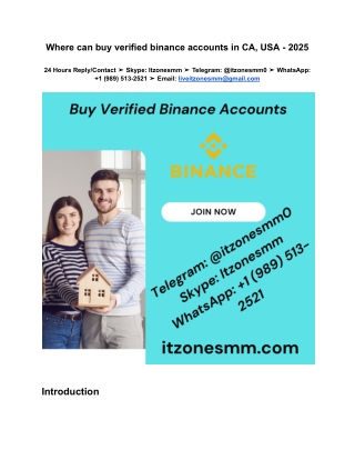 Where can buy verified binance accounts in CA, USA - 2025