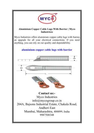 Aluminium Copper Cable Lugs With Barrier Myco Industries