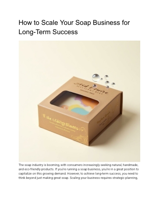 how to scale your soap business for long term