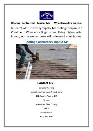 Roofing Contractors Tupelo Ms  Wheelerroofingms.com