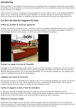Les Do's and Don'ts du Soin des Supports En bois
