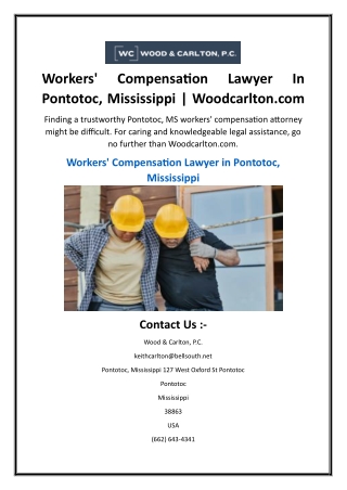 Workers' Compensation Lawyer In Pontotoc, Mississippi  Woodcarlton.com