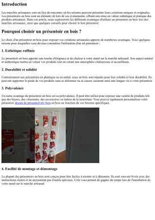 Le Présentoir en Bois : Un Atout pour les Marchés Artisanaux
