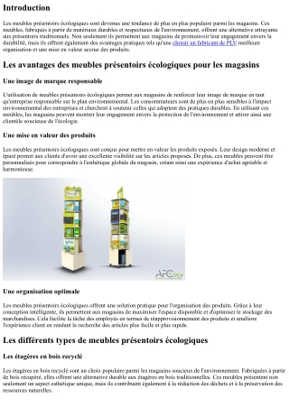 Les meubles présentoirs écologiques : une tendance à suivre pour les magasins