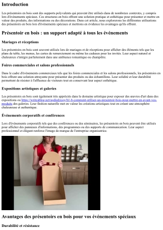 Présentoir en bois : un support polyvalent pour vos événements spéciaux