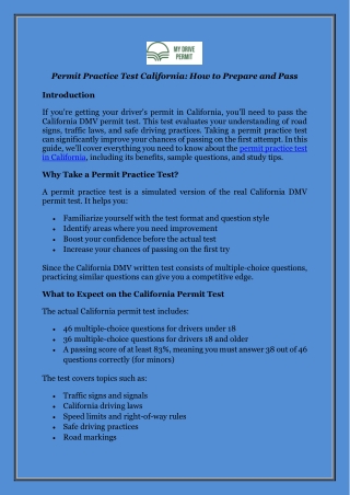 permit practice test california how to prepare