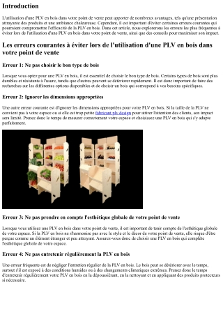 Les erreurs courantes à éviter lors de l'utilisation d'une PLV en bois dans votr