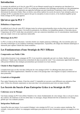 Les secrets du succès d’une entreprise grâce à sa stratégie de PLV
