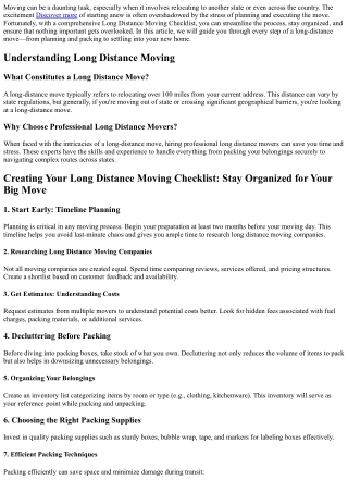 Long Distance Moving Checklist: Stay Organized for Your Big Move