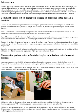 Comment utiliser un présentoir étagère en bois dans votre bureau à domicile