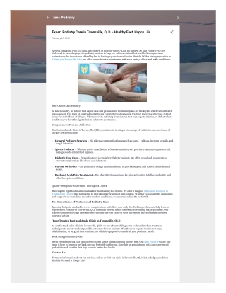 Expert Podiatry Care in Townsville, QLD – Healthy Feet, Happy Life