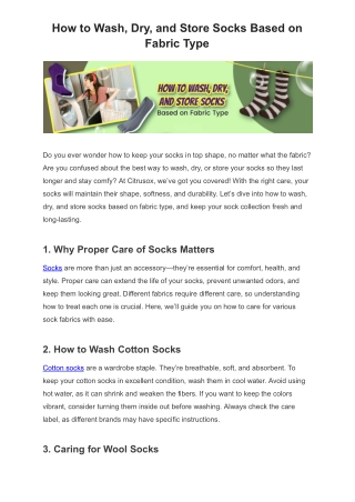 how to wash dry and store socks based on fabric