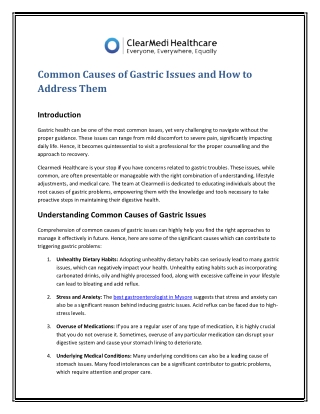 Common Causes of Gastric Issues and How to Address Them