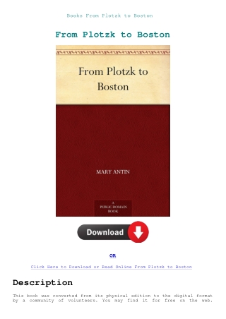 Books From Plotzk to Boston