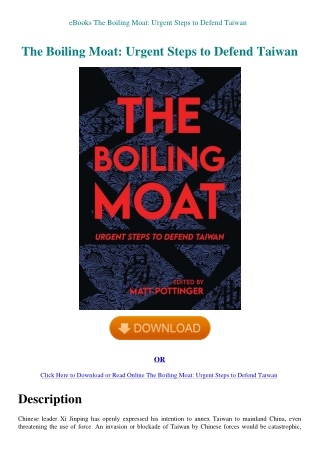 eBooks The Boiling Moat Urgent Steps to Defend Taiwan