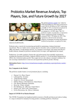probiotics market revenue analysis top probiotics