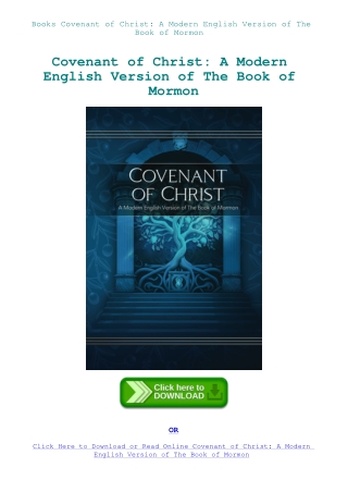 Books Covenant of Christ A Modern English Version of The Book of Mormon