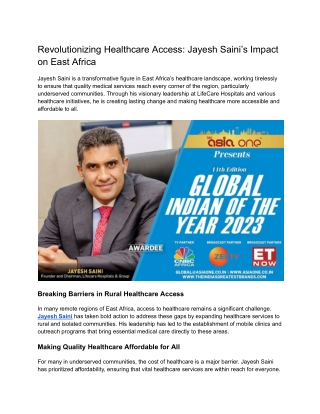 Revolutionizing Healthcare Access_ Jayesh Saini’s Impact on East Africa