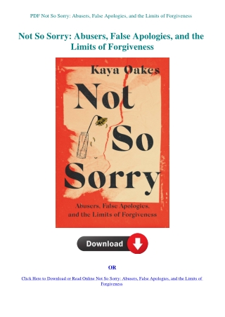 PDF Not So Sorry Abusers  False Apologies  and the Limits of Forgiveness
