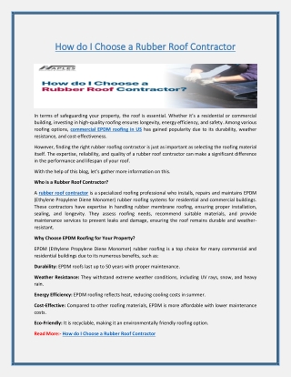 How do I Choose a Rubber Roof Contractor