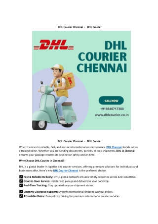 DHL Courier Chennai  -   DHL Courier