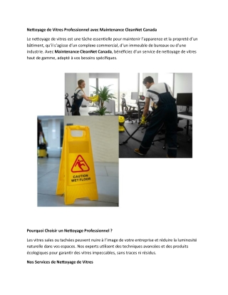 Nettoyage de Vitres Professionnel avec Maintenance CleanNet Canada