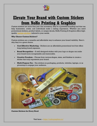 Elevate Your Brand with Custom Stickers from NoHo Printing & Graphics