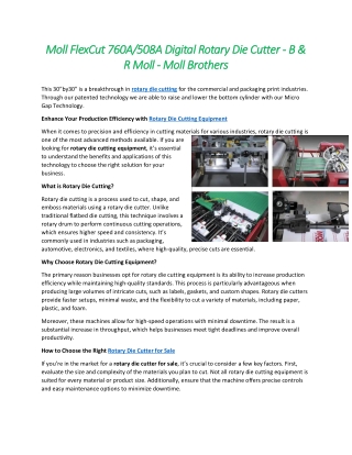 Moll FlexCut 760A/508A Digital Rotary Die Cutter - B & R Moll - Moll Brothers