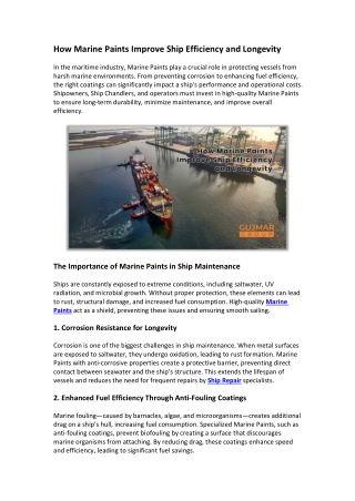 How Marine Paints Improve Ship Efficiency and Longevity