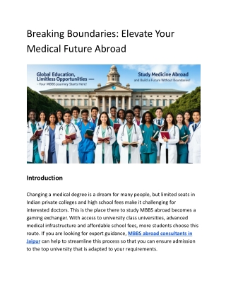 Breaking Boundaries_ Elevate Your Medical Future Abroad
