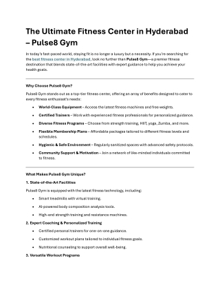 The Ultimate Fitness Center in Hyderabad - Pulse8 gym