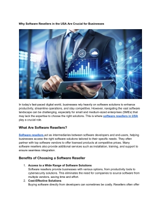 Why Software Resellers in the USA Are Crucial for Businesses