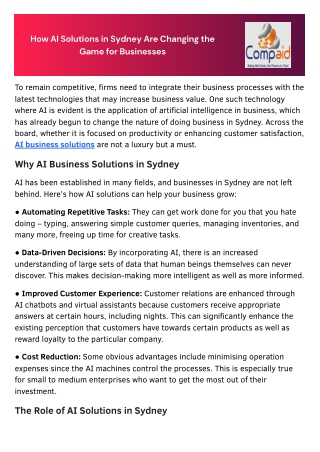 How AI Solutions in Sydney Are Changing the Game for Businesses