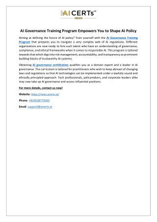 AI Governance Training Program Empowers You to Shape AI Policy