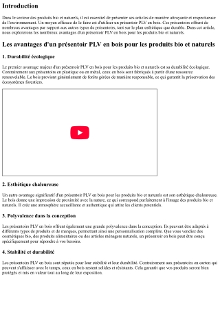 Les avantages d'un présentoir PLV en bois pour les produits bio et naturels