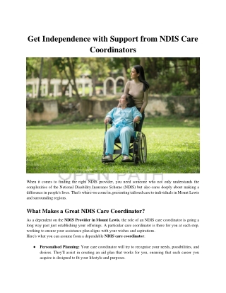 get independence with support from ndis care