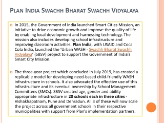 Plan India swachh bharat swachh vidyalaya