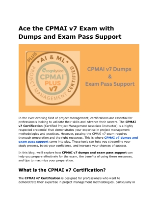 ace the cpmai v7 exam with dumps and exam pass