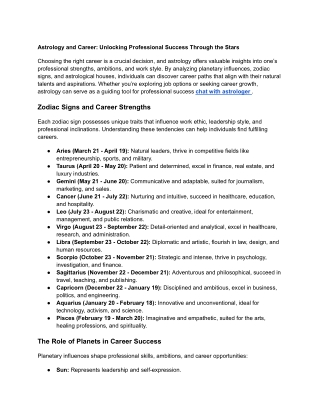 astrology and career unlocking professional