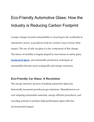 Eco-Friendly Automotive Glass_ How the Industry is Reducing Carbon Footprint