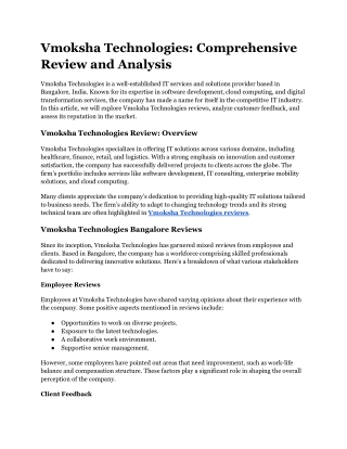 Vmoksha Technologies_ Comprehensive Review and Analysis