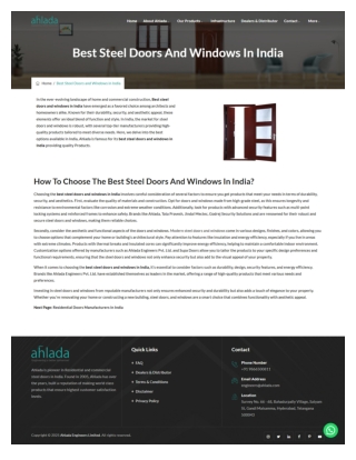 Best Steel Doors & Windows in India | Ahlada Industries